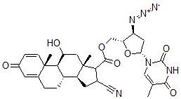 CAS 登录号：148335-29-9， [(2S,3S,5R)-3-叠氮基-5-(5-甲基-2,4-二氧代嘧啶-1-基)四氢呋喃-2-基]甲基(8S,9S,10R,13S,14S)-16-氰基-11-羟基-10,13-二甲基-3-氧代-6,7,8,9,11,12,14,15,16,17-十氢环戊烯并[a]菲-17-羧酸酯
