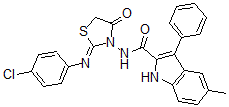 CAS 登录号：148372-33-2， N-[2-(4-氯苯基)亚氨基-4-氧代-1,3-噻唑烷-3-基]-5-甲基-3-苯基-1H-吲哚-2-甲酰胺