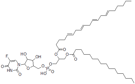 CAS 登录号：148763-97-7， [1-[[5-(5-氟-2,4-二氧代嘧啶-1-基)-3,4-二羟基四氢呋喃-2-基]甲氧基-羟基磷酰]氧基-3-棕榈酰氧基丙-2-基](5E,8E,11E,14E)-二十碳-5,8,11,14-四烯酸酯