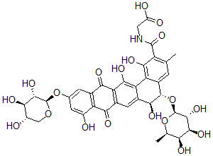CAS#: 149598-63-0, (5S-trans)-N-((5-((6-Deoxy-beta-D-Galactopyranosyl)Oxy)-5,6,8,13-Tetrahydro-1,6,9,14-Tetrahydro-3-Methyl-8,13-Dioxo-11-(beta-L-Xylopyranosyloxy)Benzo(a)Naphthacen-2-Yl)Carbonyl)-Glycine