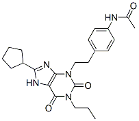 CAS 登录号：149744-75-2， N-[4-[2-(8-环戊基-2,6-二氧代-1-丙基-7H-嘌呤-3-基)乙基]苯基]乙酰胺