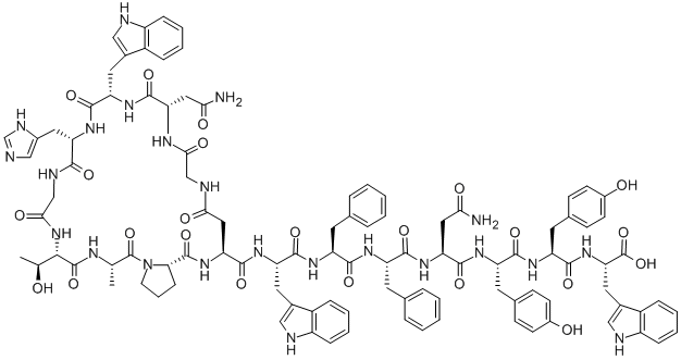 CAS#: 151308-34-8, Glycyl-L-Asparaginyl-L-Tryptophyl-L-Histidylglycyl-L-Threonyl-L-Alanyl-L-Prolyl-L-alpha-Aspartyl-L-Tryptophyl-L-Phenylalanyl-L-Phenylalanyl-L-Asparaginyl-L-Tyrosyl-L-Tyrosyl-L-Tryptophan Cyclic (9-1)-Peptide
