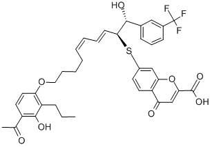 CAS#: 151581-24-7, 7-[(2S,3E,5Z)-10-(4-Acetyl-3-Hydroxy-2-Propylphenoxy)-1-Hydroxy-1-[3-(Trifluoromethyl)Phenyl]Deca-3,5-Dien-2-Yl]Sulfanyl-4-Oxochromene-2-Carboxylic Acid