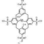 CAS 登录号：151657-13-5， 钠25,26,27,28-四羟基-11,17,23-三磺基五环[19.3.1.1<sup>3,7</sup>.1<sup>9,13</sup>.1<sup>15,19</sup>]二十八-1(25),3(28),4,6,9(27),10,12,15(26),16,18,21,23-十二烯-5-磺酸酯