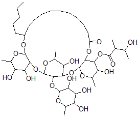 CAS#: 151864-96-9, 11-((O-6-Deoxy-3-O-(3-Hydroxy-2-Methyl-1-Oxobutyl)-beta-D-Glucopyranosyl-(1-3)-O-(6-Deoxy-alpha-L-Mannopyranosyl-(1-2))-O-6-Deoxy-beta-D-Glucopyranosyl-(1-2)-6-Deoxy-beta-D-Glucopyranosyl)Oxy)-Hexadecanoic Acid Intramol 1,2'''-Ester