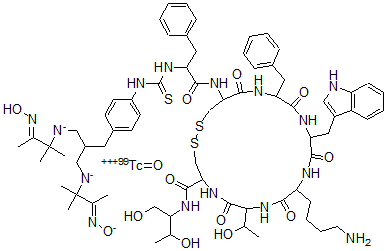 CAS 登录号：151956-25-1， 锝-99 6-(4-硫脲苄基)-3,3,9,9-四甲基-4,8-二氮杂十一烷-苯丙氨酸(1)-奥曲肽