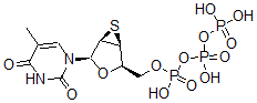CAS 登录号：152158-09-3， (羟基-膦酰氧基磷酰)[(1S,2R,4R,5R)-4-(5-甲基-2,4-二氧代嘧啶-1-基)-3-氧杂-6-硫杂双环[3.1.0]己烷-2-基]甲基磷酸氢酯