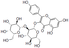 CAS 登录号：152390-63-1， 3-[(2S,3R,4S,5S,6R)-4,5-二羟基-6-(羟基甲基)-3-[(2S,3R,4S,5R,6R)-3,4,5-三羟基-6-(羟基甲基)四氢吡喃-2-基]氧基四氢吡喃-2-基]氧基-5,7-二羟基-2-(4-羟基苯基)苯并吡喃-4-酮