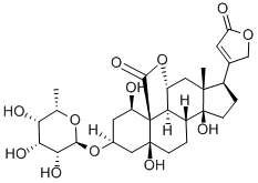 CAS#: 15381-57-4, 3beta-[(6-Deoxy-alpha-L-Talopyranosyl)Oxy]-1beta,5,11alpha,14beta,21-Pentahydroxy-24-Nor-5beta-Chol-20(22)-Ene-19,23-Dioic Acid Di-gamma-Lactone