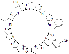 CAS#: 153954-72-4, 12,24-Di(Butan-2-Yl)-3-[(4-Hydroxyphenyl)Methyl]-15-(2-Hydroxypropan-2-Yl)-4,10,16,22-Tetramethyl-18-(2-Methylpropyl)-6-(Phenylmethyl)-9,21-Di(Propan-2-Yl)-13-Oxa-1,4,7,10,16,19,22,25-Octazabicyclo[25.3.0]Triacontane-2,5,8,11,14,17,20,23,26-Nonone