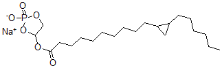 CAS 登录号：154482-94-7， (2-羟基-2-氧代-1,3-二氧杂-2-磷杂环戊-4-基)10-(2-己基环丙基)癸酸酯钠盐