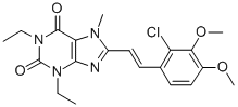 CAS 登录号：155271-43-5， 8-[(E)-2-(2-氯-3,4-二甲氧基苯基)乙烯基]-1,3-二乙基-7-甲基嘌呤-2,6-二酮