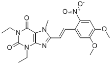 CAS 登录号：155271-55-9， 8-[(E)-2-(4,5-二甲氧基-2-硝基苯基)乙烯基]-1,3-二乙基-7-甲基嘌呤-2,6-二酮