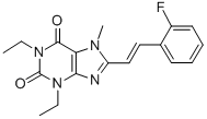 CAS 登录号：155271-91-3， 1,3-二乙基-8-[(E)-2-(2-氟苯基)乙烯基]-7-甲基嘌呤-2,6-二酮