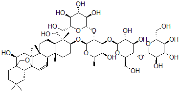 CAS#: 155762-41-7, 3-O-((beta-D-Glucopyranosyl-(1-4)-beta-D-Glucopyranosyl-(1-3))-(beta-D-Glucopyranosyl-(1-2))-beta-D-Fucopyranosyl)-13beta,28-Epoxyolea-11-Ene-3beta,16beta,23-Triol