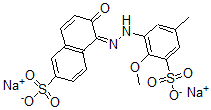 CAS 登录号：155833-00-4， (5Z)-5-[(2-甲氧基-5-甲基-3-磺酸苯基)亚肼基]-6-氧代萘-2-磺酸二钠盐