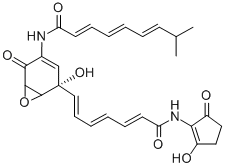 CAS#: 156250-44-1, N-(5-Hydroxy-5-(7-((2-Hydroxy-5-Oxo-1-Cyclopenten-1-Yl)Amino)-7-Oxo-1,3,5-Heptatrienyl)-2-Oxo-7-Oxabicyclo(4.1.0)Hept-3-En-3-Yl)-8-Methyl-2,4,6-Nonatrienamide
