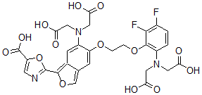 CAS 登录号：156638-57-2， 2-[6-(二(羧甲基)氨基)-5-[2-[6-(二(羧甲基)氨基)-2,3-二氟苯氧基]乙氧基]-2-苯并呋喃-1-基]-1,3-恶唑-5-羧酸