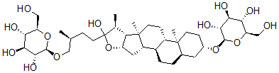 CAS 登录号：156857-60-2， 26-O-beta-D-吡喃葡萄糖基-3-O-beta-D-吡喃葡萄糖基-5beta-呋甾烷-3beta,22alpha,26-三醇