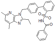CAS 登录号：157263-00-8， N-[2-[4-[(2-乙基-5,7-二甲基咪唑并[5,4-b]吡啶-3-基)甲基]苯基]苯基]磺酰基苯甲酰胺