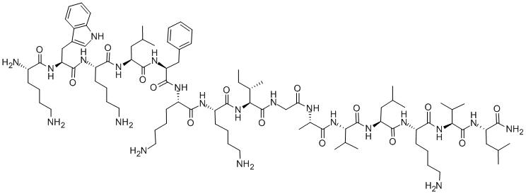CAS 登录号：157606-25-2， L-赖氨酰-L-色氨酰-L-赖氨酰-L-亮氨酰-L-苯丙氨酰-L-赖氨酰-L-赖氨酰-L-异亮氨酰甘氨酰-L-丙氨酰-L-缬氨酰-L-亮氨酰-L-赖氨酰-L-缬氨酰-L-亮氨酰胺
