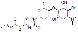 CAS 登录号：157878-04-1， N-[1-[(2R,4R,5S,6R)-5-[(2R,3R,4S,5S,6R)-5-二甲基氨基-3,4-二羟基-6-甲基四氢吡喃-2-基]氧基-4-羟基-6-甲基四氢吡喃-2-基]-2-氧代嘧啶-4-基]-3-甲基丁-2-烯酰胺