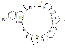 CAS 登录号：158335-65-0， (6S,12S,18S,21S)-15-[(2S)-丁烷-2-基]-6-[(4-羟基苯基)甲基]-12,18-二(2-甲基丙基)-1,4,7,10,13,16,19-七氮杂双环[19.3.0]二十四烷-2,5,8,11,14,17,20-七酮