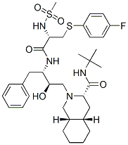 CAS#: 159878-26-9, (3S,4aS,8aS)-N-Tert-Butyl-2-[(2R,3S)-3-[[(2S)-3-(4-Fluorophenyl)Sulfanyl-2-Methanesulfonamidopropanoyl]Amino]-2-Hydroxy-4-Phenylbutyl]-3,4,4a,5,6,7,8,8a-Octahydro-1H-Isoquinoline-3-Carboxamide