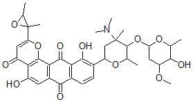 CAS#: 160219-88-5, 10-[4-Dimethylamino-5-(5-Hydroxy-4-Methoxy-6-Methyloxan-2-Yl)Oxy-4,6-Dimethyloxan-2-Yl]-2-(2,3-Dimethyloxiran-2-Yl)-5,11-Dihydroxynaphtho[2,3-h]Chromene-4,7,12-Trione