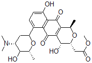 CAS 登录号：160523-76-2， 2-[(1R,3R,4R)-6-[(4R,6R)-4-二甲基氨基-5-羟基-6-甲基四氢吡喃-2-基]-4,9-二羟基-1-甲基-5,10-二氧代-3,4-二氢-1H-苯并[g]异苯并吡喃-3-基]乙酸甲酯