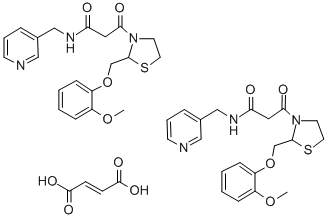 CAS#: 161364-76-7, 2-((2-methoxyphenoxy)methyl)-beta-oxo-N-(3-pyridinylmethyl)-3-Thiazolidinepropanamide (E)-2-butenedioate (2:1)