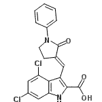 CAS 登录号：166974-22-7， 4,6-二氯-3-[(E)-(2-氧代-1-苯基-3-吡咯烷基亚基)甲基]-1H-吲哚-2-羧酸