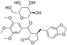 CAS 登录号：17187-73-4， (3S,4R)-4-(苯并[1,3]二氧杂环戊烯-5-基甲基)-3-[(S)-[(2R,3R,4S,5R,6R)-3,4,5-三羟基-6-(羟基甲基)四氢吡喃-2-基]氧基-(3,4,5-三甲氧基苯基)甲基]四氢呋喃-2-酮