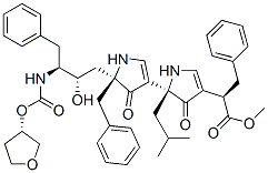 CAS 登录号：173091-94-6， (2R)-2-[(5S)-5-[(5S)-5-[(2S,3S)-2-羟基-3-[[(3S)-四氢呋喃-3-基]氧基羰基氨基]-4-苯基丁基]-4-氧代-5-(苯基甲基)-1H-吡咯-3-基]-5-(2-甲基丙基)-4-氧代-1H-吡咯-3-基]-3-苯丙酸甲酯
