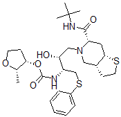 CAS#: 174173-77-4, [(2S,3S)-2-Methyloxolan-3-Yl] N-[(2R,3R)-4-[(3aR,6S,7aS)-6-(Tert-Butylcarbamoyl)-3,3a,4,6,7,7a-Hexahydro-2H-Thieno[2,3-d]Pyridin-5-Yl]-3-Hydroxy-1-Phenylsulfanylbutan-2-Yl]Carbamate