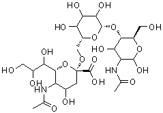 CAS 登录号：174757-71-2， (2R,6R)-5-乙酰氨基-3,5-二脱氧-6-(1,2,3-三羟基丙基)己-2-酮吡喃糖基-(2->6)-beta-D-甘油-己糖吡喃糖苷-(1->4)-2-乙酰氨基-2-脱氧-D-赤式-吡喃己糖