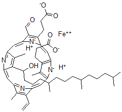 CAS 登录号：18535-39-2， 亚铁血红素A