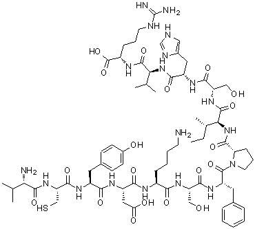 CAS#: 197250-15-0, L-Valyl-L-Cysteinyl-L-Tyrosyl-L-alpha-Aspartyl-L-Lysyl-L-Seryl-L-Phenylalanyl-L-Prolyl-L-Isoleucyl-L-Seryl-L-Histidyl-L-Valyl-L-Arginine