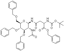 CAS 登录号：219968-28-2， 4-({(2R,3R,4R,5S,6R)-3-乙酰氨基-4,5-二(苄氧基)-6-[(苄氧基)甲基]四氢-2H-吡喃-2-基}氨基)-2-({[(2-甲基-2-丙基)氧基]羰基}氨基)-4-氧代丁酸苄酯