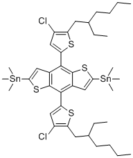 CAS 登录号：2239295-69-1， (4,8-双(4-氯-5-(2-乙基己基)噻吩-2-基)苯并[1,2-b:4,5-b]二噻吩-2,6-二基)双(三甲基锡烷)