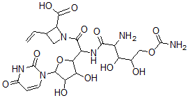 CAS 登录号：22886-46-0， 1-[2-[(2-氨基-5-氨基甲酰氧基-3,4-二羟基戊烷酰基)氨基]-2-[5-(2,4-二氧代嘧啶-1-基)-3,4-二羟基四氢呋喃-2-基]乙酰基]-3-乙烯基吖丁啶-2-羧酸