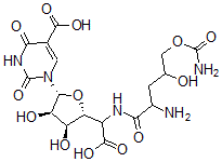 CAS#: 22976-87-0, 5-[[2-Amino-5-O-(aminocarbonyl)-2,3-dideoxy-L-erythro-pentonoyl]amino]-1-(5-carboxy-3,4-dihydro-2,4-dioxo-1(2H)-pyrimidinyl)-1,5-dideoxy-beta-D-Allofuranuronic acid