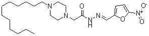 CAS 登录号：24632-53-9， N'-[(5-硝基呋喃-2-基)亚甲基]-4-十二烷基-1-哌嗪乙酰肼