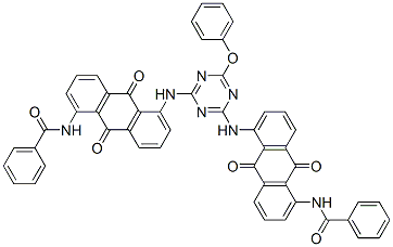CAS#: 2469-87-6, 1,1'-[(6-Phenoxy-s-triazine-2,4-diyl)diimino]bis[5-benzamido-Anthraquinone]