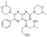 CAS#: 25000-95-7, 2,7-Bis(2-methylmorpholino)-4-(N-ethanol-N-isopropanol)amino-6-phenylpteridine