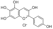 CAS 登录号：25041-66-1， 3,5,6,7-四羟基-2-(4-羟基苯基)-1-苯并吡喃鎓氯化物