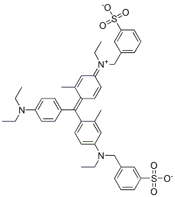 CAS#: 25305-87-7, Hydrogen [4-[[4-(Diethylamino)Phenyl][4-[Ethyl(3-Sulphonatobenzyl)Amino]-O-Tolyl]Methylene]-3-Methylcyclohexa-2,5-Dien-1-Ylidene](Ethyl)(3-Sulphonatobenzyl)Ammonium