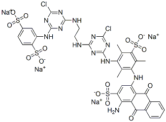 CAS#: 25505-87-7, 2-[[4-[[2-[[4-[3-[(4-Amino-3-Sulfo-1-Anthraquinonyl)Amino]-2,4,6-Trimethyl-5-Sulfoanilino]-6-Chloro-S-Triazin-2-Yl]Amino]Ethyl]Amino]-6-Chloro-S-Triazin-2-Yl]Amino]-p-Benzenedisulfonic Acid Tetrasodium Salt