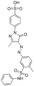 CAS 登录号：25739-67-7， 4-[4,5-二氢-3-甲基-4-[[4-甲基-3-[(苯基氨基)磺酰基]苯基]偶氮]-5-氧代-1H-吡唑-1-基]苯磺酸