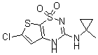 CAS#: 279215-43-9, 6-Chloro-3-((1-methylcyclopropyl)amino)-4H-thieno(3,2-e)-1,2,4-thiadiazine 1,1-dioxide